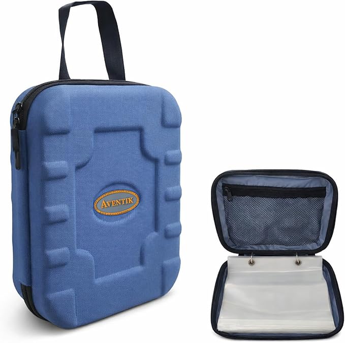 Aventik Fishing Tackle Binder Hard EVA Shell Cover Fishing Bait Organized Storage Saltwater Resistant Fishing Tackle Storage Bag(blue)