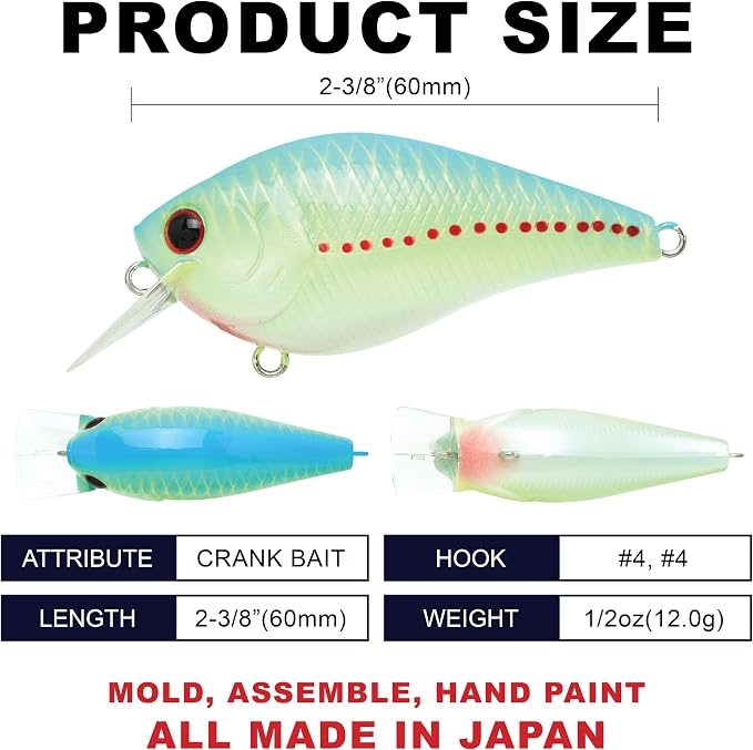 LUCKY CRAFT LC 1.5 Silent Squarebill Crankbait Fishing Lure, 2-3/8", Bass Fishing Lures for Freshwater, Hard Crankbait with Treble Fishing Hooks, Fishing Accessories