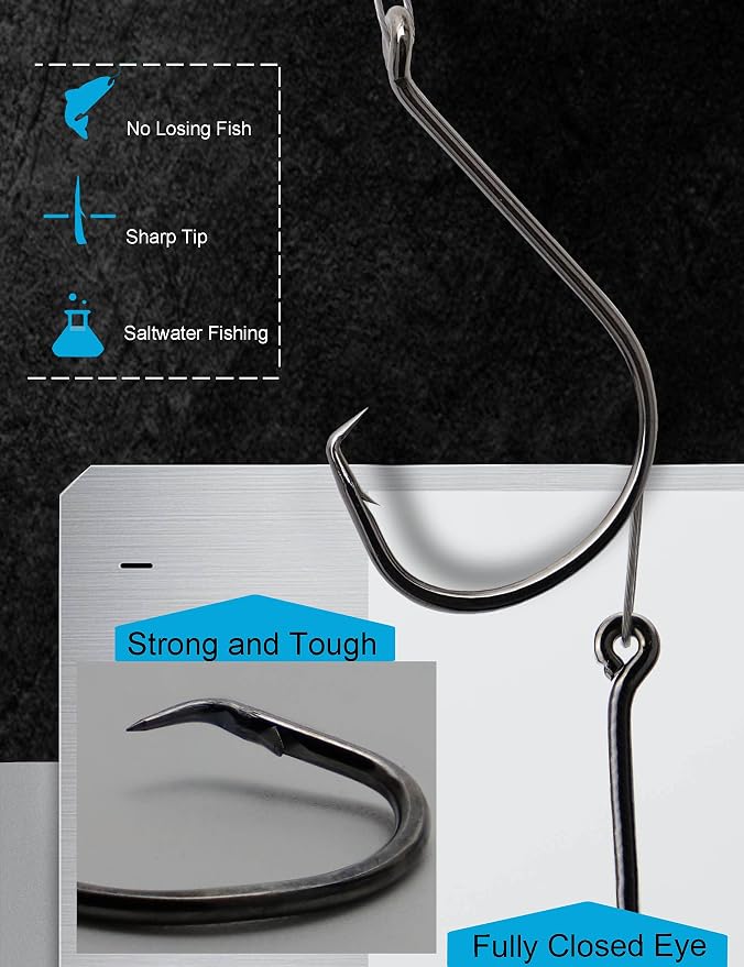 Circle Hooks Rigs Saltwater Steel Leader Wire, 25pcs Heavy Duty Circle Hook with Leader Wire Bass Catfish Fishing Lure Rig
