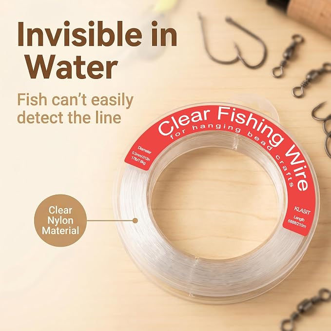 KLASIT Fishing Line 788FT,Invisible Monofilament Fishing Wire,Supports 43 Pounds Strong Nylon Invisible Thread for Hanging Decorations,Balloon Garland,Crafts,Picture Display