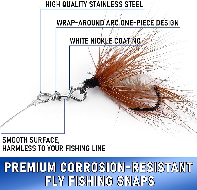 Alwonder 150-Pack Fly Fishing Snaps Twist Clips, 3/5 Sizes Stainless Steel Quick Change Lure Snaps No Knot Clip Quick Snap Fast Snap Lure Connector for Jigs Lures Fishing Clips Swivels Terminal Tackle