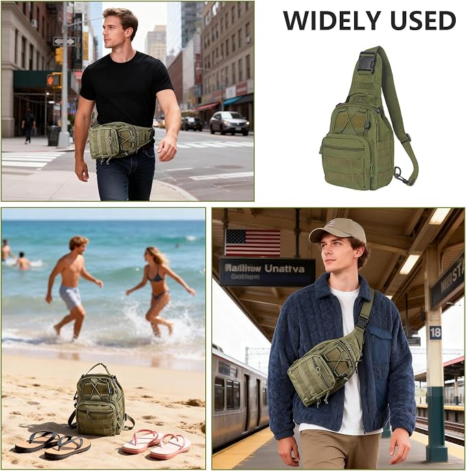Fishing Backpack Small Fishing Tackle Storage Bag with 3 Methods of Carrying Large Capacity Sling Backpack for Outdoor Hiking Travel Hunting (Army Green)