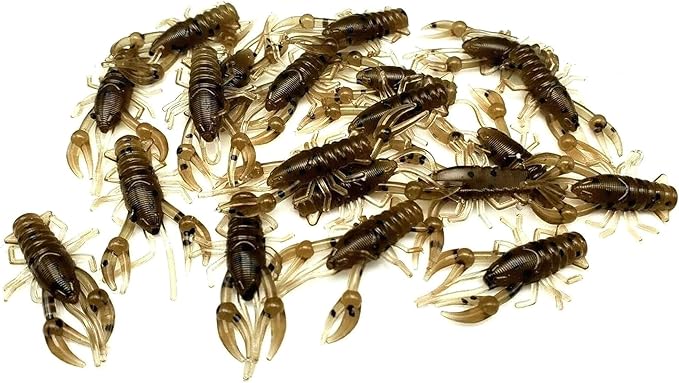 New (Qty 20) 1" Micro Craw Scented Finesse Drop Shot Crappie JIG Bluegill Brown CRAWDAD Lure Bait Fishing Equipment Set CE-0085DR