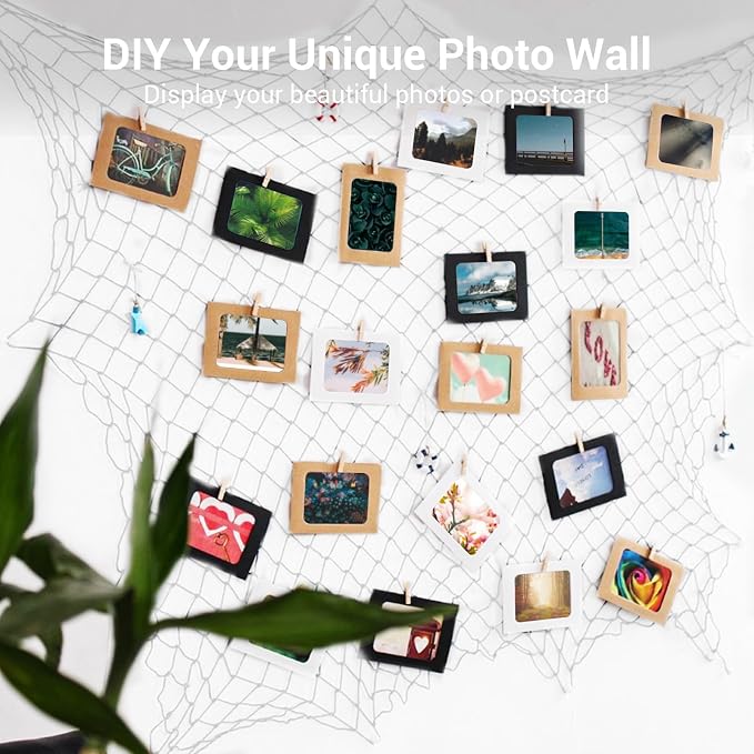 2 Pack Decoractive Fishing Net 80x40 Inch, 3mm Off White Natural Cotton Large Picture Wall Hanging Fish Net, Halloween Party Decorations Fishnet for Tropical Nautical Pirate Beach Mermaid Themed Party