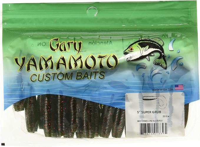 Yamamoto 5" Single Tail Grub Soft Plastic Fishing Angling Swimbait Lures with Tail-Curling Action - 20 Pack