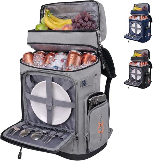 Alphasonik Cooler Backpack 40 Cans Insulated Backpack Cooler for Men & Women, 2 Leak Proof Compartments Coolers Bag for Beach Travel Picnic Hiking BBQ Fishing Outdoor Camping