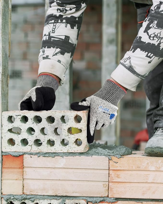 A7 Cut Resistant Work Gloves, 3 Pairs Nitrile Coated Cutting Glove for Woodworking,Construction,Fishing,Metalwork