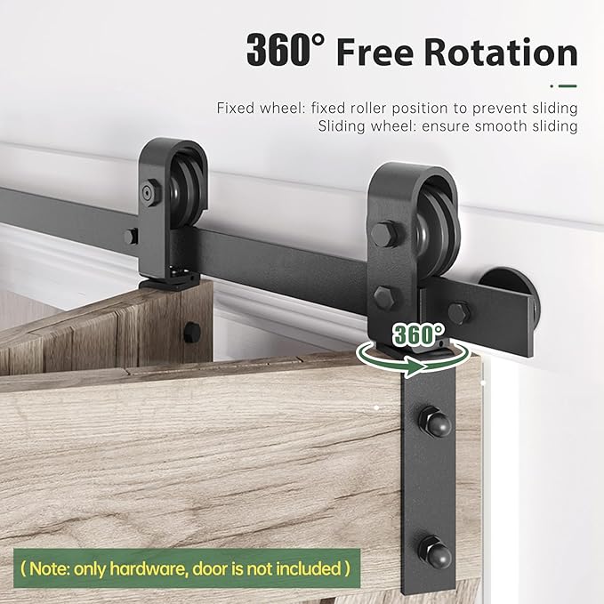 40" Bifold Sliding Barn Door Hardware Track Kit,Side Mounted Black J Shape Roller,Smoothly and Quietly,Assembly Easy,Fit Double 18" Bi-Folding Doors (Door Not Included)