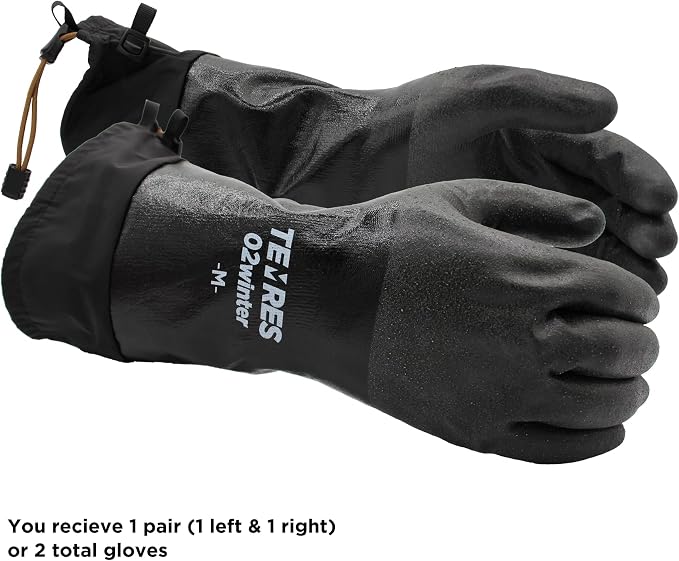 SHOWA TEMRES 282-02 Waterproof Insulated Winter Work Gloves, Breathable Polyurethane, Integrated Drawstring Gaiter Snow Cuff, Thermal Fleece for Skiing, Ice Fishing