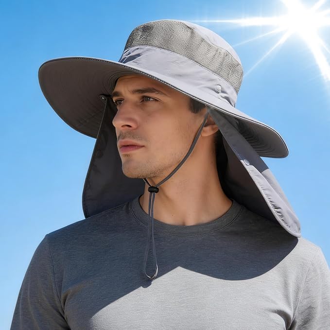 4 Pack Sun Hats for Men Women UPF 50+ Wide Brim Fishing Bucket Hat Summer Outdoor UV Protection Adjustable Neck Flap