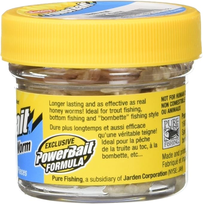 Berkley PowerBait Power Honey Worm Fishing Bait, Natural, 1in, Irresistible Scent & Flavor, Realistic Profile, Ideal for Bluegill, Crappie, Perch and More