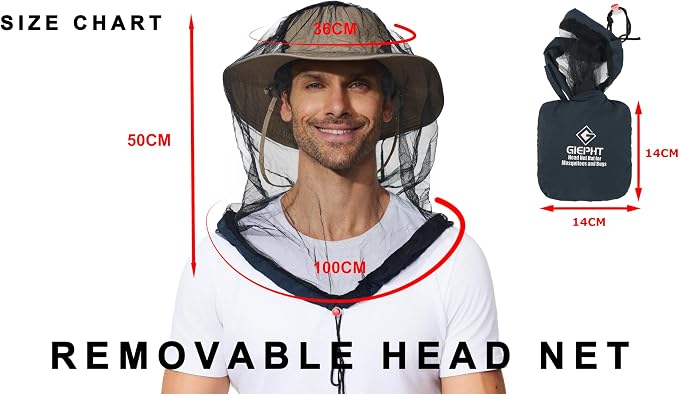 2 Pack Mosquito Head Net Mesh for Hiking & Outdoors,Bug Face Netting over Hat Adults Gnat Fly Insect Midge Protection