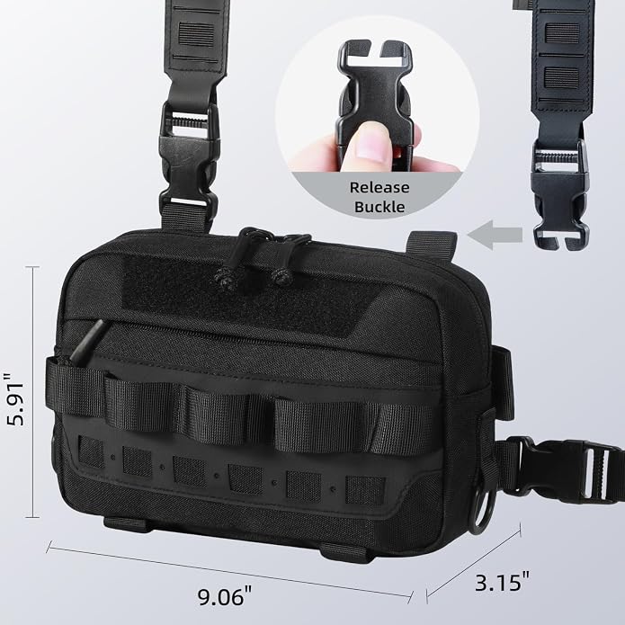 Outdoor Chest Bag for Men, Water-Resistant Fishing Chest Pack, Tactical Vest for Running, Cycling, Hiking