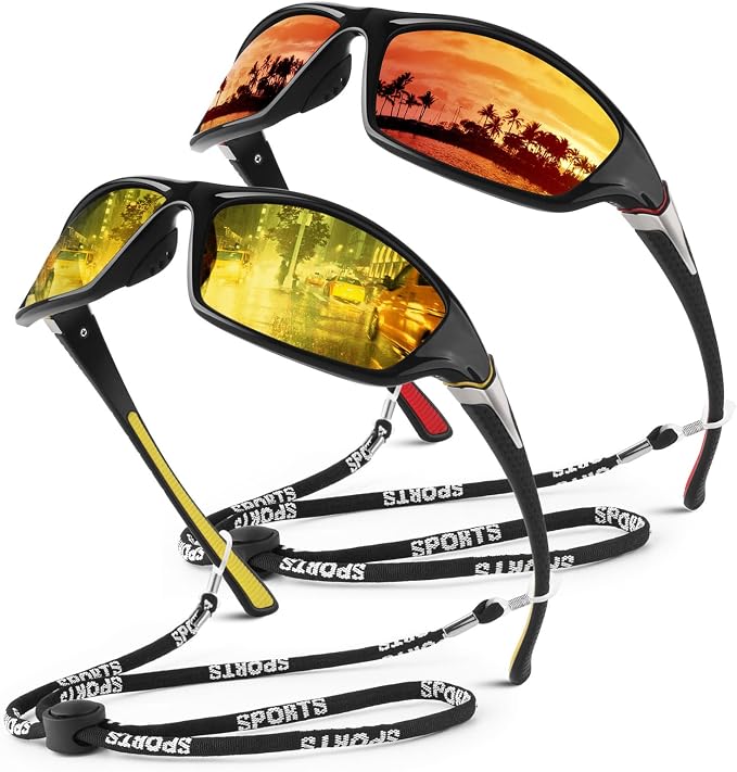 WEAROYO Polarized Sports Sunglasses for Men Women,Fishing Driving Rectangular Goggles UV400 Protection