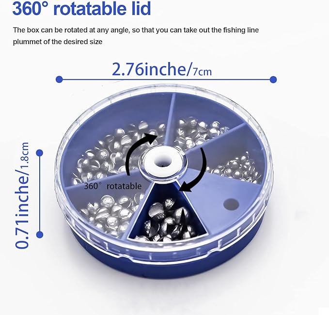 Fishing Weights Sinkers, Split Shot Sinkers Kit Removable Round Lead Weights Assorted Sizes (100/117/205/250PCS) for Bass Trout Panfish Fishing