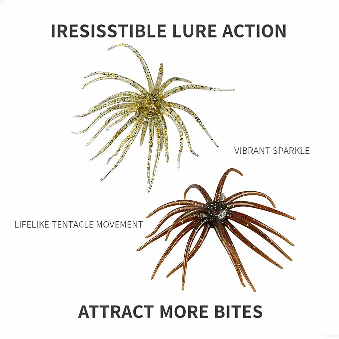 Creature Bait for Bass Fishing – Soft Plastic Fishing Lures, Fuzzy Dice & Sea Urchin Style Finesse Bait for Freshwater, Trout & Crappie with Tackle Box