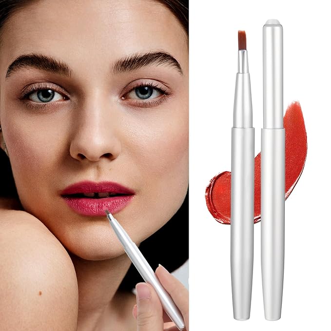 2 Pack Retractable Lipstick Brush, Lip Brush for Lipstick Lip Liner Pencil Brushes Flat Lips Balm Applicator Travel Lipliner Brushes for Lipsticks, LipGloss, Eyeshadow Travel