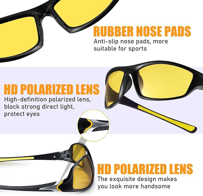 TOODOO 4 Pairs Men Polarized Sunglasses with UV Protection Driving Glasses Sports for Sport Outdoor Activities