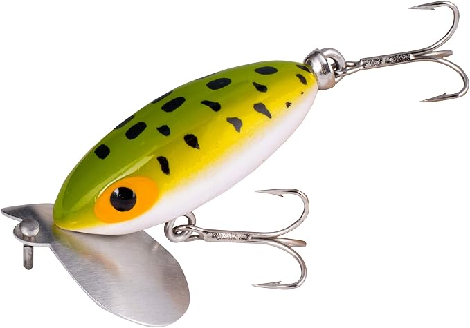 Arbogast Clicker Jitterbug Topwater Bass Fishing Lure, Excellent for Night Fishing, Frog White Belly, 2", 1/4 oz