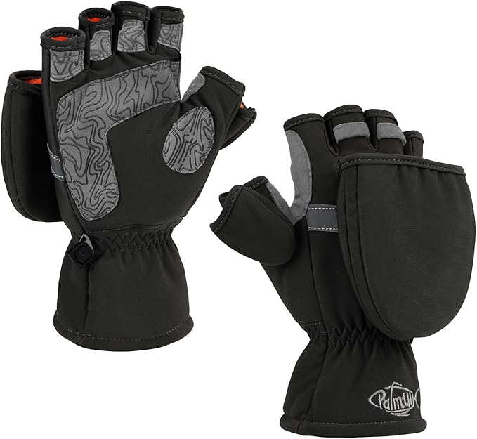 Palmyth Ice Fishing Gloves Convertible Mittens Flip Fingerless Mitt with Thinsulate 3M Warm for Cold Weather and Winter Men Women Photography Running Camera