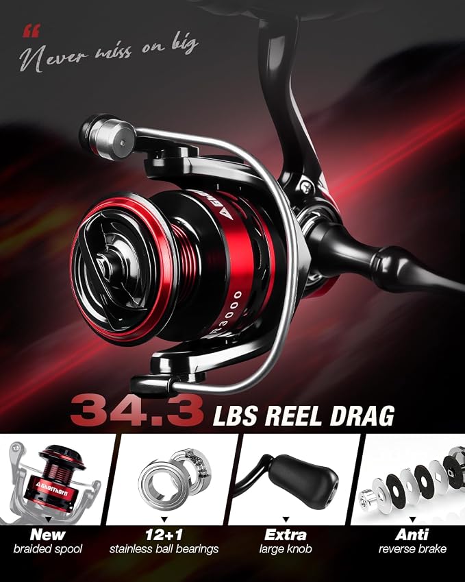 Ghosthorn Fishing Rod and Reel Combo Collapsible Fishing Pole Telescopic Fishing Rod Combo Travel Portable Fishing Set Carbon Fiber with Carrier Bag for Saltwater Freshwater