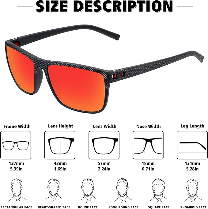 STORYCOAST Polarized Sunglasses for Men Women Classic Square Sports Fishing Running Golf Sun Glasses UV Protection