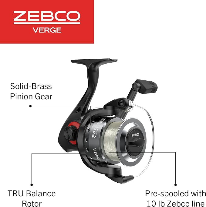 Zebco Verge Spinning Reel and Fishing Rod Combo, Changeable Right- or Left-Hand Retrieve, Pre-Spooled with Zebco Fishing Line