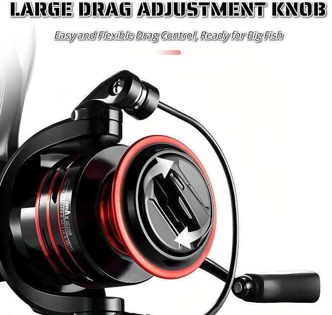 Spinning Fishing Reel – Metal Spool & Alloy Handle, Long-Cast Deep Spool Reel, Smooth Drag System, 13+1 Bearings, Adjustable Folding Handle, Freshwater & Saltwater Lure Reel