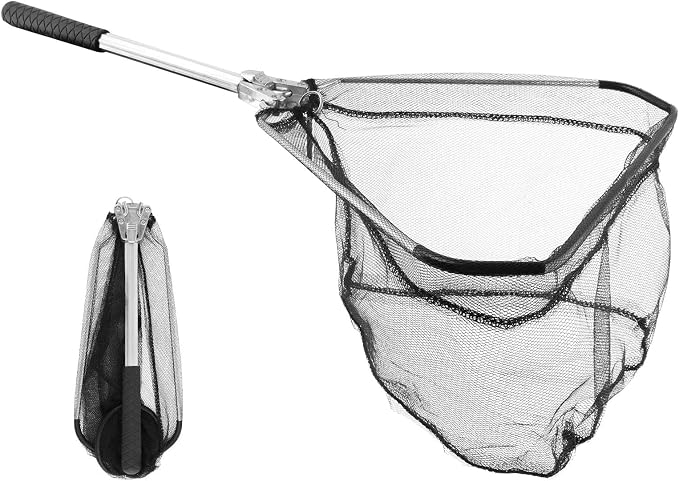 Fishing Net Minnow Nets with Aluminum Collapsible Telescopic Fishing Pole Handle and Nylon Mesh, Small F-ishing Landing Net for Saltwater Freshwater