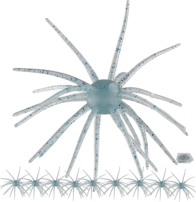 Creature Bait for Bass Fishing – Soft Plastic Fishing Lures, Fuzzy Dice & Sea Urchin Style Finesse Bait for Freshwater, Trout & Crappie with Tackle Box