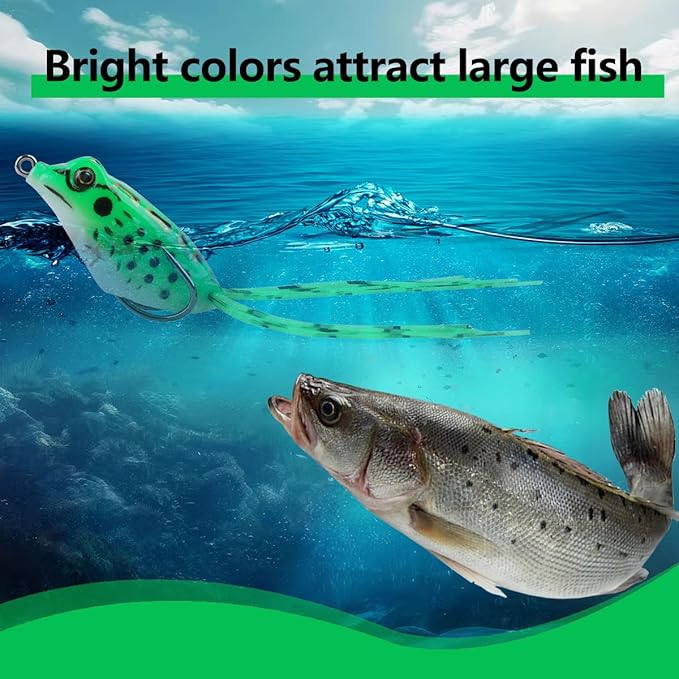 9PCS Frog Lure Kit - Topwater Fishing Lures for Bass, Snakehead & Freshwater Fish | 4.5CM 5G Soft PVC Baits with Weedless Hooks - Perfect for Dense Vegetation | Ideal Lure Set for Anglers inSaltwater