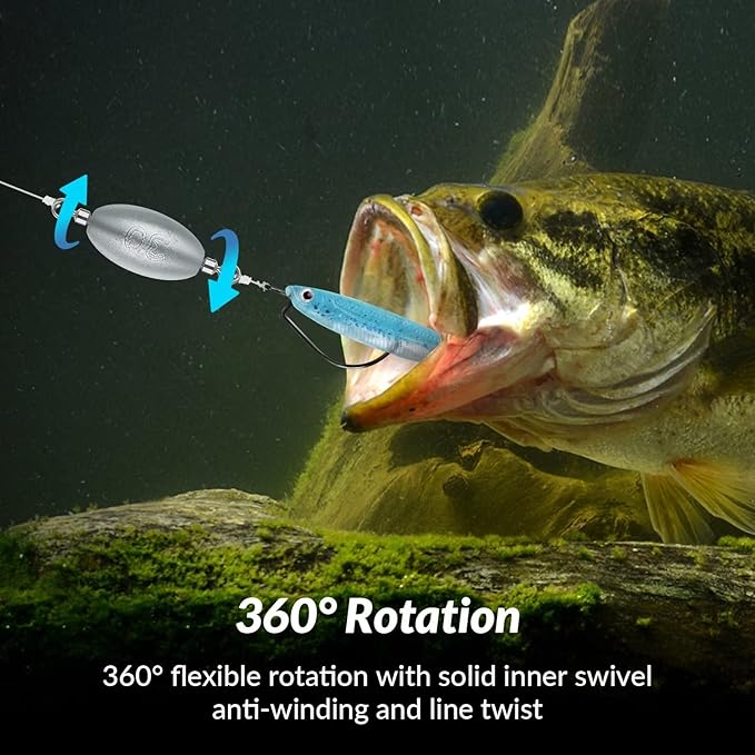 THKFISH Fishing Weights Inline Weights Trolling Sinkers Swivel Weights Quick Set Up Lead Fishing Sinker with Inner Swivel