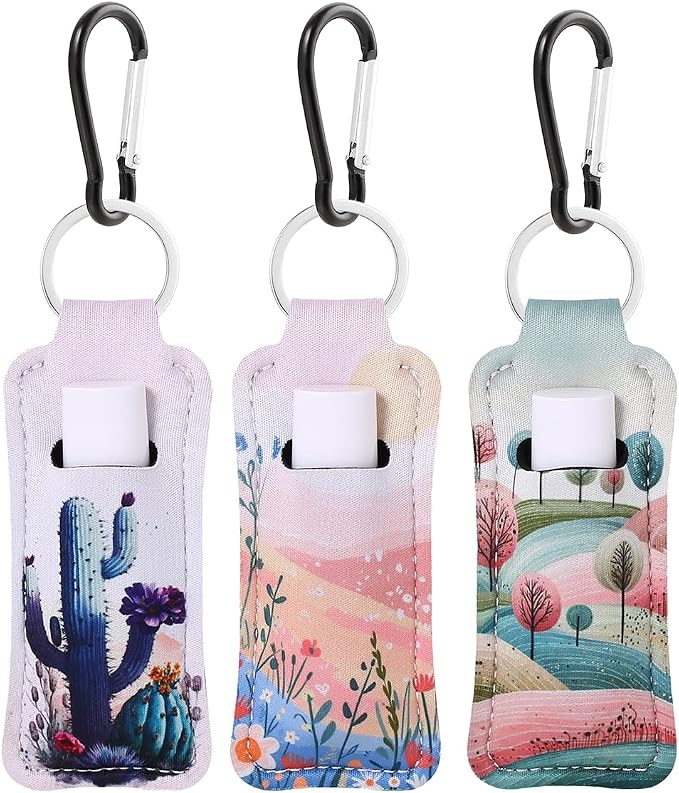 COOKOOKY Keychain Holder for Chapstick Lipstick Lip Gloss Cute Lip Balm Keychain Holder with Clip
