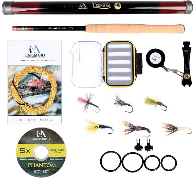 Maxcatch Tenkara Fly Fishing Rod and Combo 7:3 Action, 9/10/11/12/13ft/Triple Zoom 8'10''/9'9''/10'6'',10'8''/11'10''/12'9''