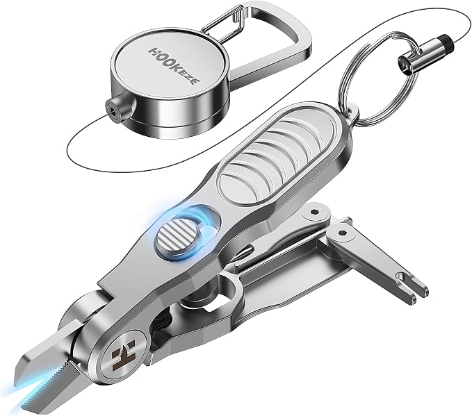 HOOK-EZE Fishing Line Cutter, Fly Fishing Nippers with Retractors and Knot Tying Tool Accessories, Stainless Steel Braided Line Scissors Clippers for Mono and Fluoro Lines