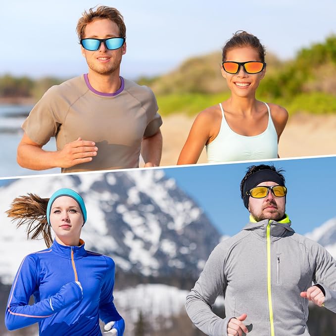TOODOO 4 Pairs Men Polarized Sunglasses with UV Protection Driving Glasses Sports for Sport Outdoor Activities
