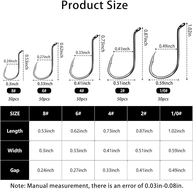 FishTrip 50/100/120/210 Pack Octopus Fishing Hooks - Offset Beak Circle Hooks for Fish Hooks Saltwater & Freshwater, Live Bait Fish Hook for Rigs Catfish, Bass Tuna, Walleye, Trout