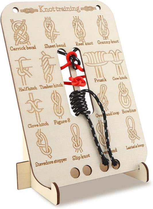 Learn Knot Training Board, 16 Knotting Methods for Beginners, Portable Knot Tying Book for Fishing, Backpacking, Hiking, Outdoor Survival, Camping, Knot-Tying-kit