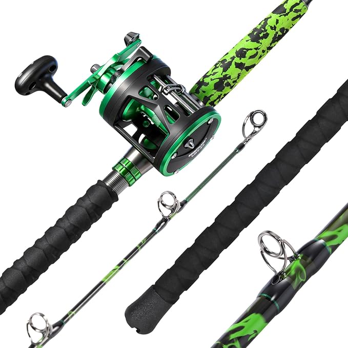 Sougayilang 7' Catfish Rod and Reel Combo, Medium Heavy 2-Piece Carbon Fiber Casting Rod with Solid Carbon Tip, Trolling Reel for Freshwater and Saltwater, Big Game Fish