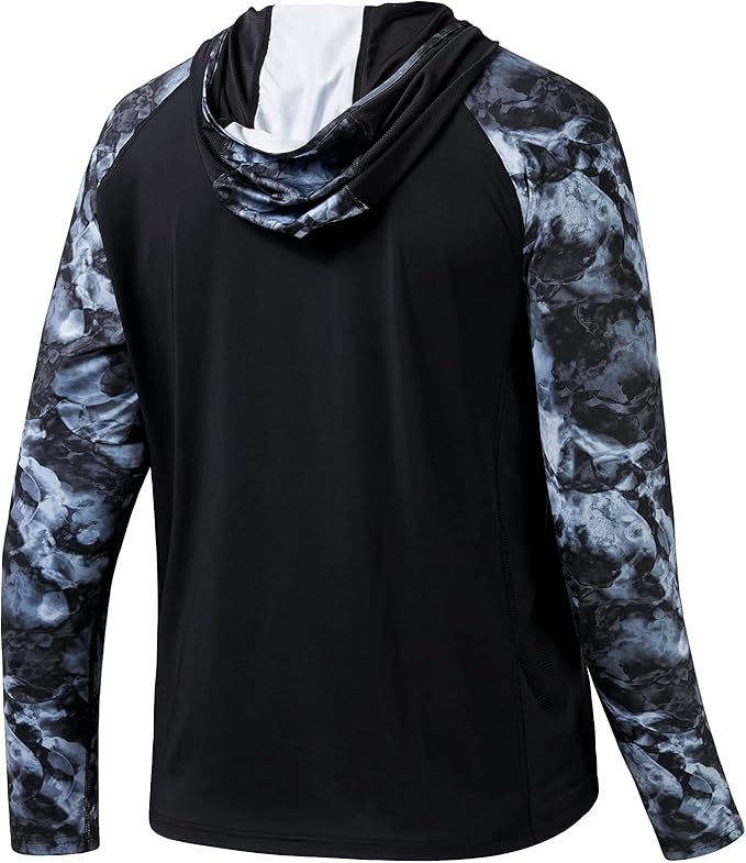 BASSDASH Men’s UPF 50 Performance Fishing Shirt Cooling Hoodie Camo Long Sleeve FS17M