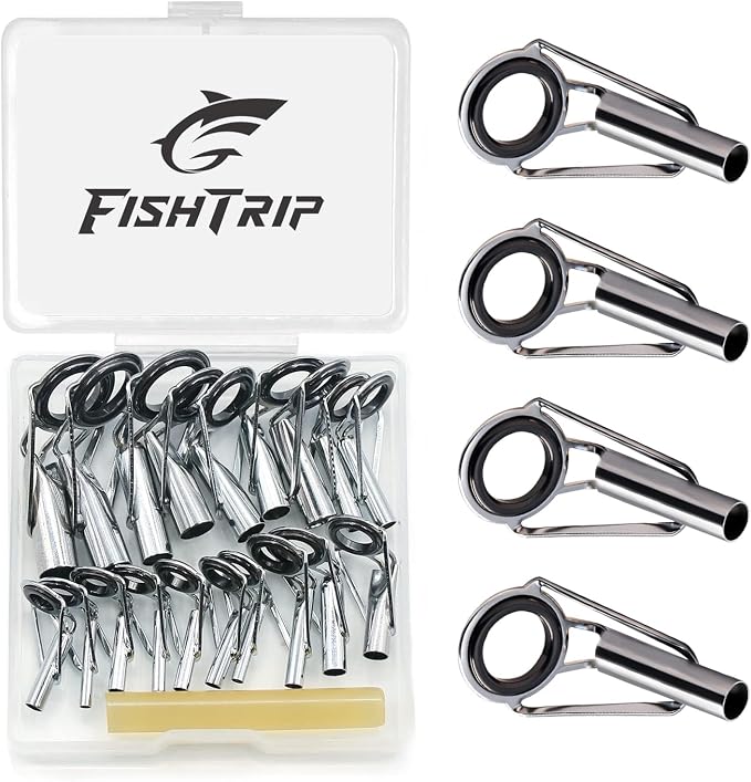 FishTrip Rod Tip Repair Kit, 20/60/70/90/230pcs Fishing Rod Tips Replacement Kit Stainless Steel Ceramic Guides Ring Fishing Pole Eyelets Repair Kit