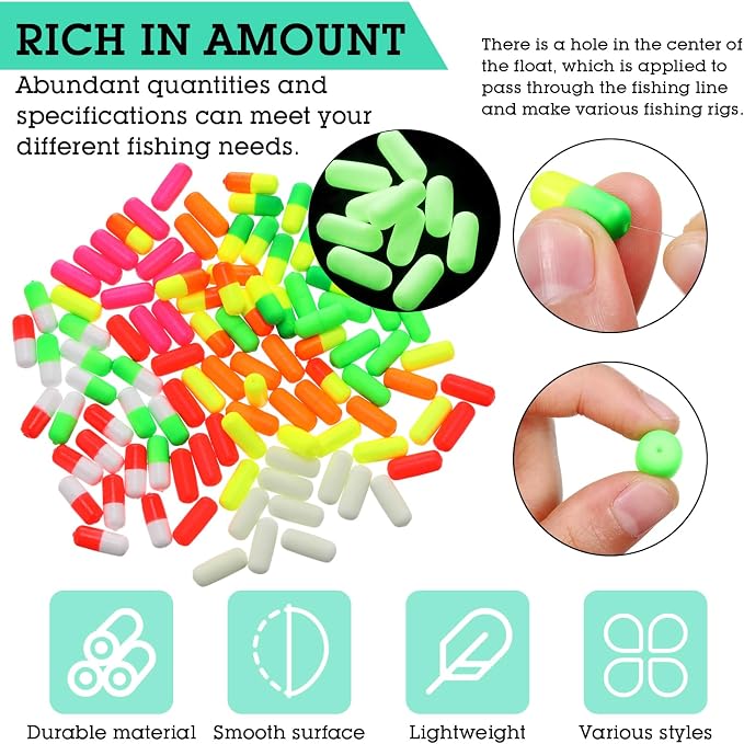 Skylety 100 Pieces Pompano Rig Floats for Surf Fishing Pill Snell Fishing Floats Making Kit for Trout Catfish Walleye