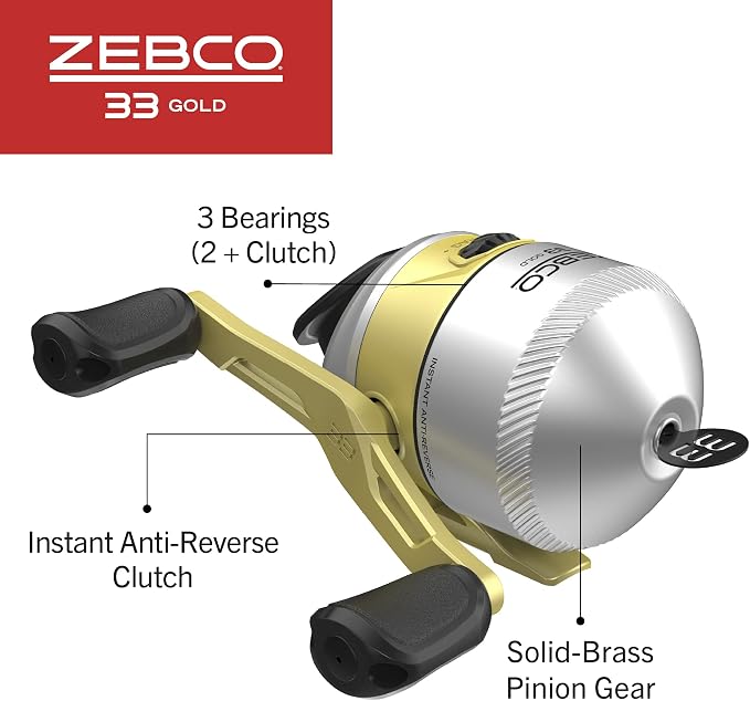 Zebco 33 Spincast Reel and 2-Piece Fishing Rod Combo, Fiberglass Rod with Comfortable Split-Grip Cork Handle, Instant Anti-Reverse Fishing Reel