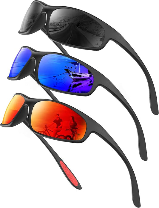 KALIYADI Mens-Sunglasses Polarized Sunglasses-Men Sports: Sport Sun Glasses for Running Cycling Fishing with UV Protection