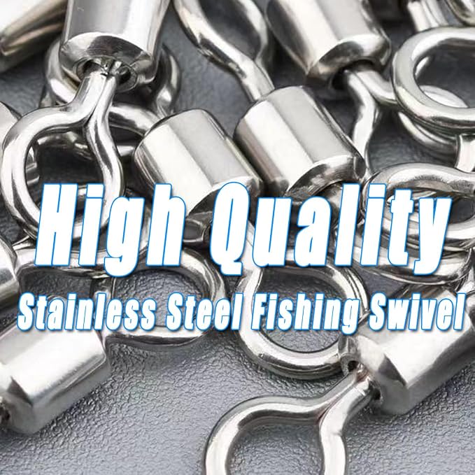 250pcs Fishing Swivel Rolling Barrel Swivel Stainless Steel Swivels Corrosion Resistance Black Nickle Connector for Freshwater Saltwater Fishing Tackle #2#4#6#8#10