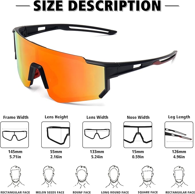 STORYCOAST Polarized Sports Sunglasses for Men Women,Driving Fishing Cycling Mountain Bike Sunglasses UV400 Protection