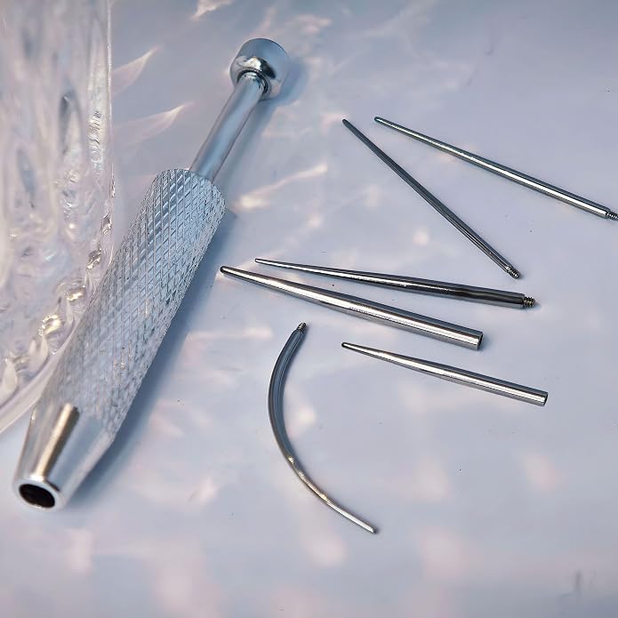 Piercing Ball Grabber Tool and Piercing Taper 16G 18G 14G for Flat Back Threader Earring Insertion, Stainless Steel Piercing Tool Kit