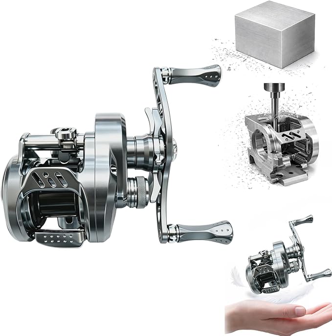 Ultralight baitcaster BFS Round Reel, 4.7oz CNC Aluminum Body, 8.1:1 Gear Ratio, Magnetic Brake, 12+1 BB, Lure Cast from 1/37oz, 8LB Max Drag, Backlash Prevention