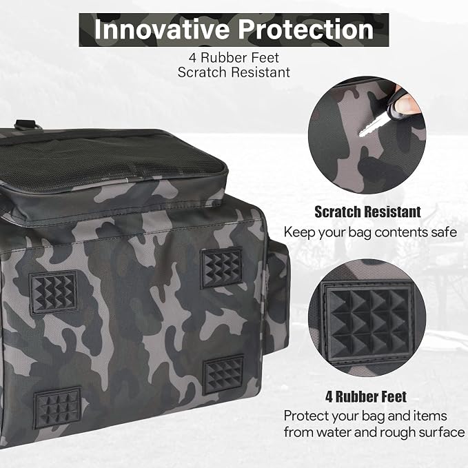 Fishing Tackle Backpack with Cooler Bag, 53L Waterproof Fishing Bag with 2 Rod Holders, Large Fishing Backpacks with Bottle Holder & Coolers, Tackle Storage, Heavy Duty Outdoor Cooler Backpack for Men