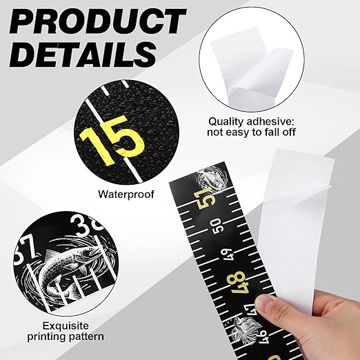 4 Pack Fishing Ruler for Boat 51 Self Adhesive Fishing Measuring Tape Fish Measuring Decals Waterproof Black Self Adhesive Measurings Ruler Sticker